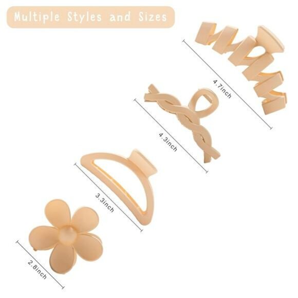 Neutral Hair Claw Clips for Thick Hair Women 8 Pack Non Slip Variety Set - Picture 2 of 7